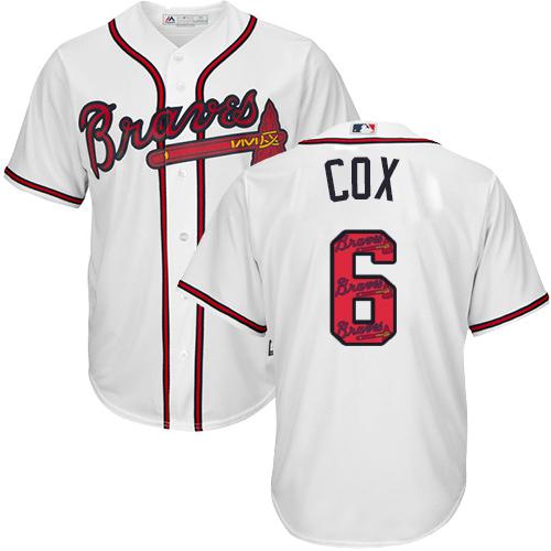 Braves #6 Bobby Cox White Team Logo Fashion Stitched MLB Jersey